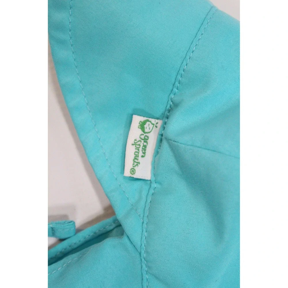Green Sprouts Baby Sun Hat Aqua Blue Neck Flap Adjustable 0-6 Months